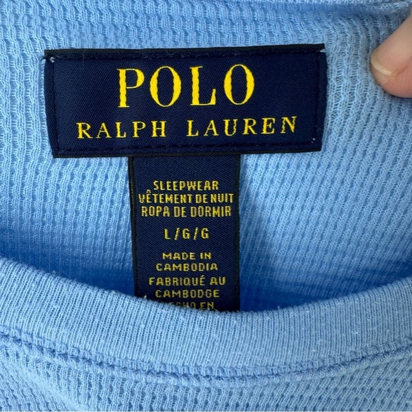 Original Polo Ralph Lauren Bear Riding Waffle Knit Thermal Size Large / Lt Blue - Picture 7 of 9